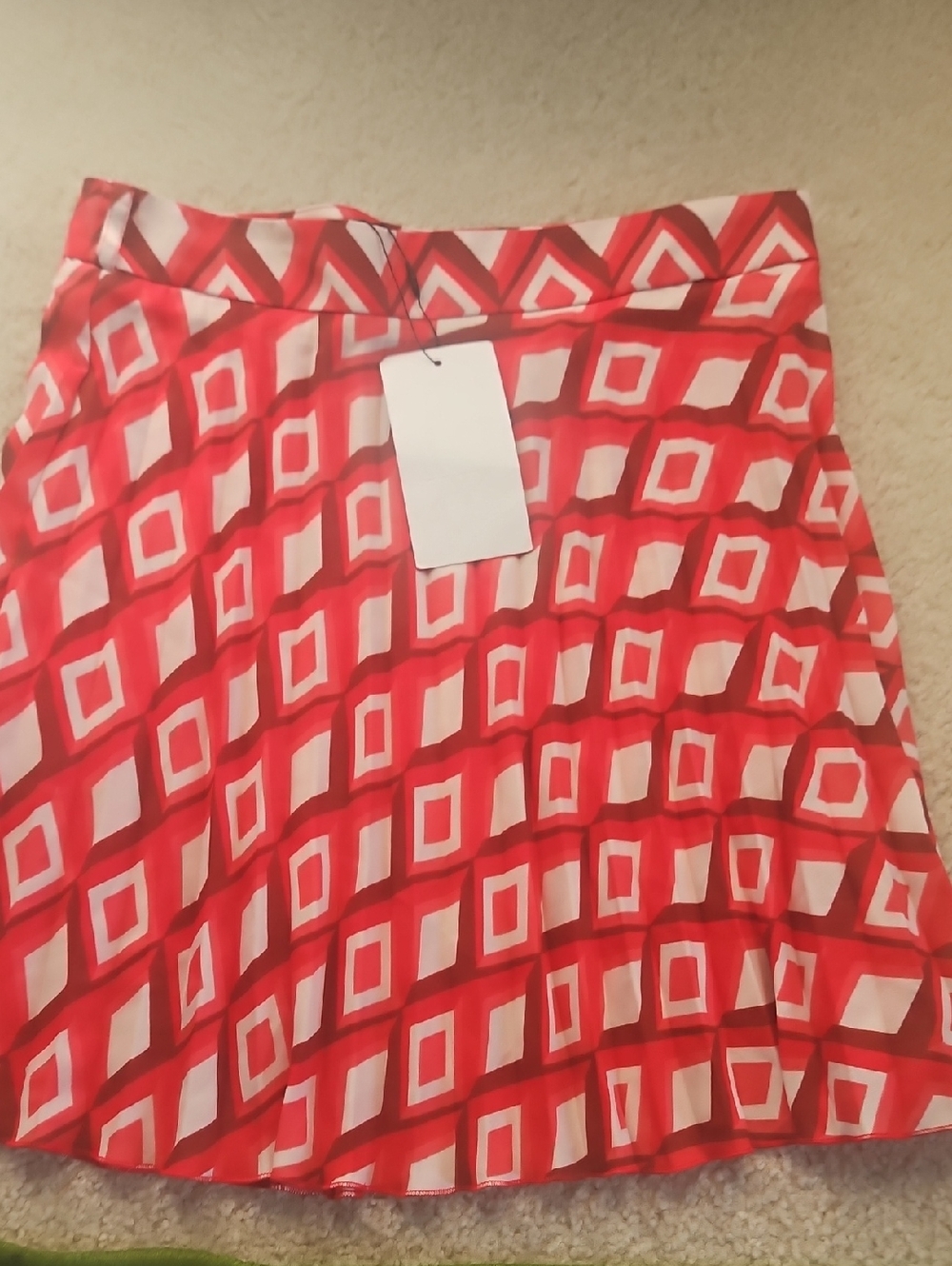 Zara Red and White Geometric Circle Skater Skirt